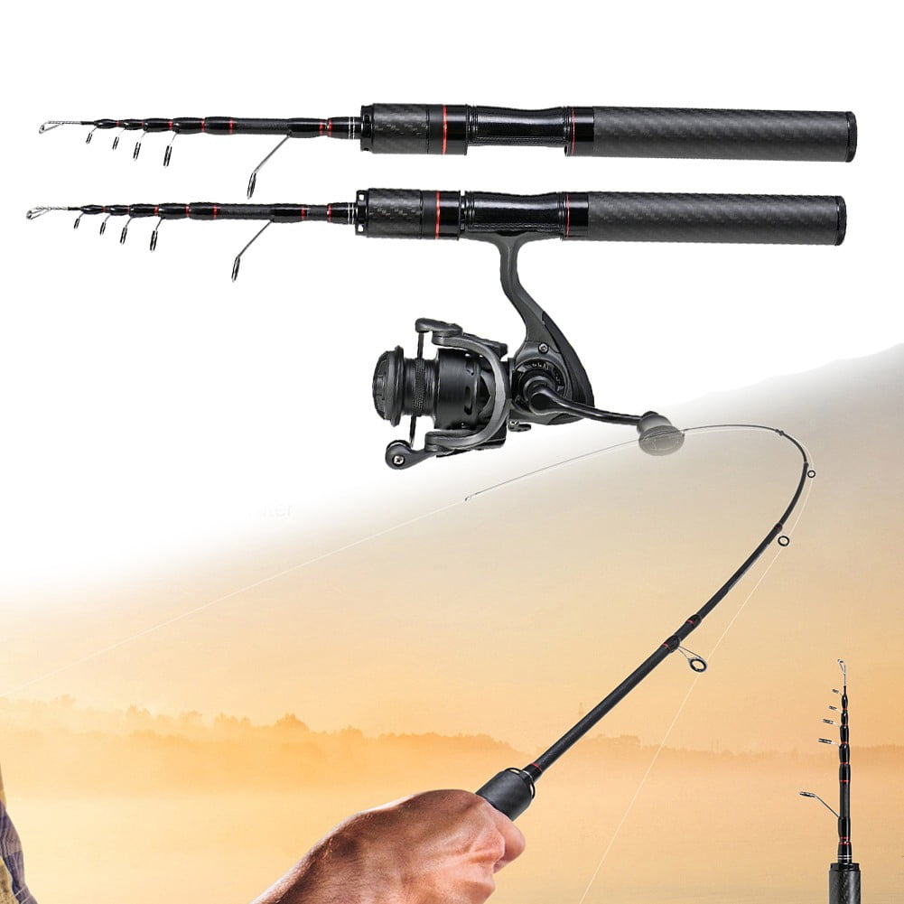 yaaqii 38-165cm fishing lure rod UL Carbon Fiber Telescopic Compact Saltwater Pole