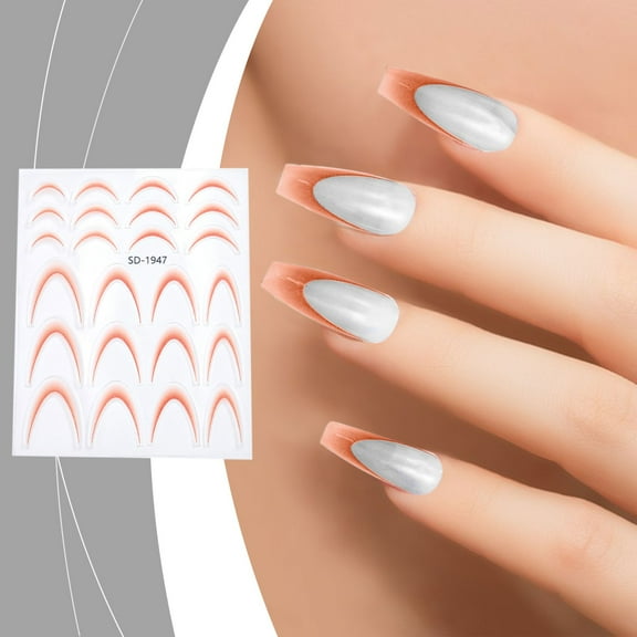 Kokovifyves Nail Art Stickers Nail Gradient French Sticker Crescent Smile Sticker Ultra-thin French Lines Arcs-assisted Nail Decal Ornaments