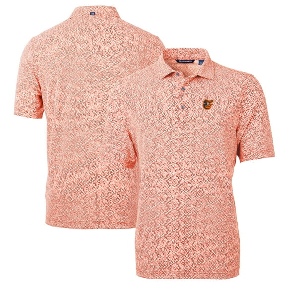 Men's Cutter & Buck Orange Baltimore Orioles Virtue Eco Pique Botanical Print Recycled Polo
