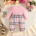 thumbnail image 5 of mgoYE Newborn Infant Baby Girl Clothes Fall Winter Long Sleeve Bubble Romper Plaid Bow One Piece Jumpsuit Cute Outfits, 5 of 9