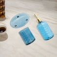 thumbnail image 3 of Unique Bargains 1 Set Reusable Waves Bathroom Accessories Kit Blue Glass, 3 of 4