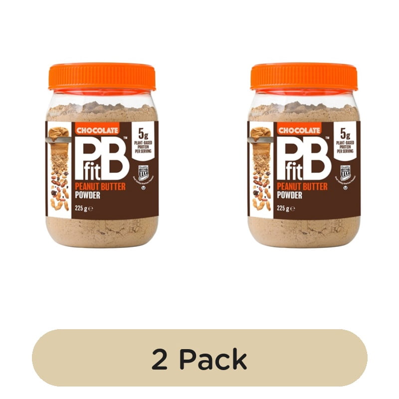 PBfit Chocolate Peanut Butter Powder - 88% Less Fat and High Protein 225g, British Import (Pack of 2)