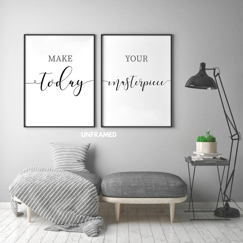 Make Today Your Masterpiece Set of 2 Posters 18 x 24 Inches Minimalist Art Typography Art Bedroom Wall Art Romantic Gift Home Wall Art Poster