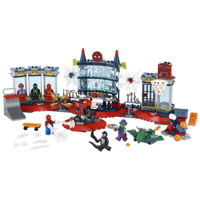 LEGO Marvel Spider-Man Attack on The Spider Lair 76175 Cool Building Toy, Featuring The Spider-Man Headquarters; Includes Spider-Man, Green Goblin and Venom Minifigures, New 2021 (466 Pieces) LEGO -
