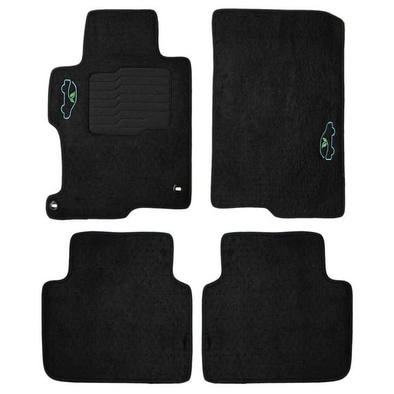 ecoMats Carpet Floor Mats for 2013 to 2017 Honda Accord with Non-Slip Heel Pad and Safety Locks - Front and Rear - Black