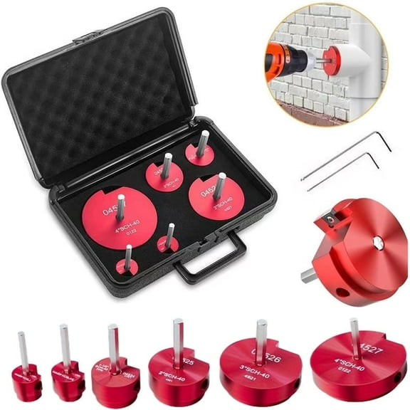 6pcs PPR Pipe Reamer Tool Set, with Sizes PPR75, PPR100, PPR150, PPR200, PPR300, PPR400, for PVC Pipe Sizing, Compatible with Standard 1/2" Drill