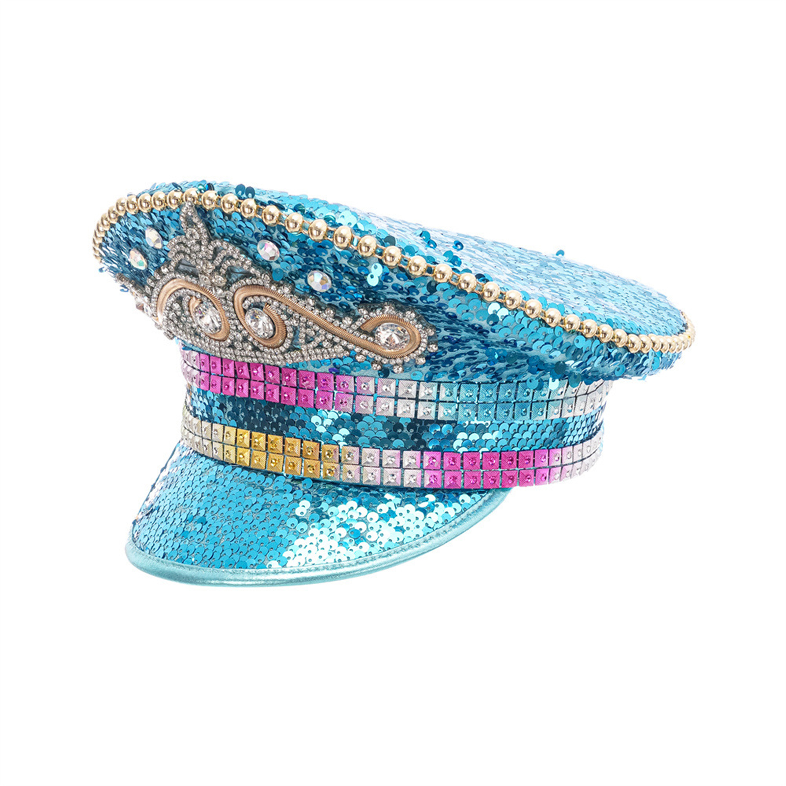 RAVE Captain Style Luxury Rhinestone Sequin Sparkly Concert 
