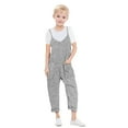 thumbnail image 2 of LZHGirlshop Jumpsuits for Girls Kids Casual Sleeveless Glitter Jumpsuits Baby Shiny Loose Overalls Rompers Long Pants with Pocket,Gray,6-7T, 2 of 7