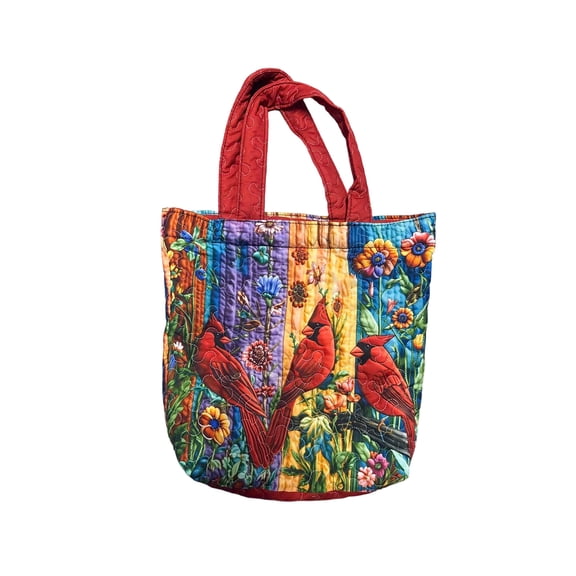 Women's Quilted Digital Print Tote Bag, Large Capacity Oxford Cloth Shoulder Handbag, Lightweight Durable Reusable Shopping Lunch Beach Bag for Work Travel Independence Day Party