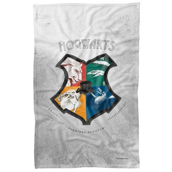 Harry Potter Blanket, 36"x58" Harry Potter Intricate Hogwarts Logo Fleece Blanket