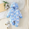 thumbnail image 3 of CUZIBR Winter Outfits For Girls Christmas Romper Lovely Animal Print Winter Fuzzy Thick Thermal Bodysuit Long Sleeve Zip Up Hoodies Jumpsuit Soft Comfortable Casual Dailywear,Sky Blue,6-9 Months, 3 of 5