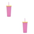 thumbnail image 1 of Yuarrent Vaso de paja de plástico de doble capa de Color caramelo, botella de agua de leche de café de estilo Simple, vasos esmerilados Type1 NO1, 1 of 6