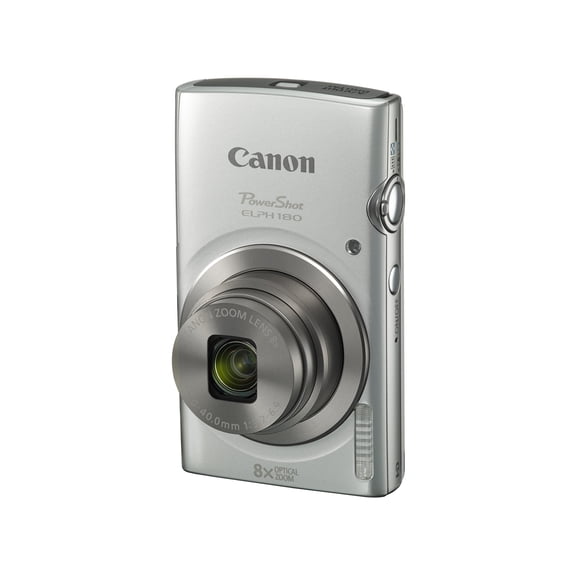 Canon PowerShot ELPH 180 Digital Camera, 20MP, 8x Optical Zoom, Image Stabilization, Silver (International Model)
