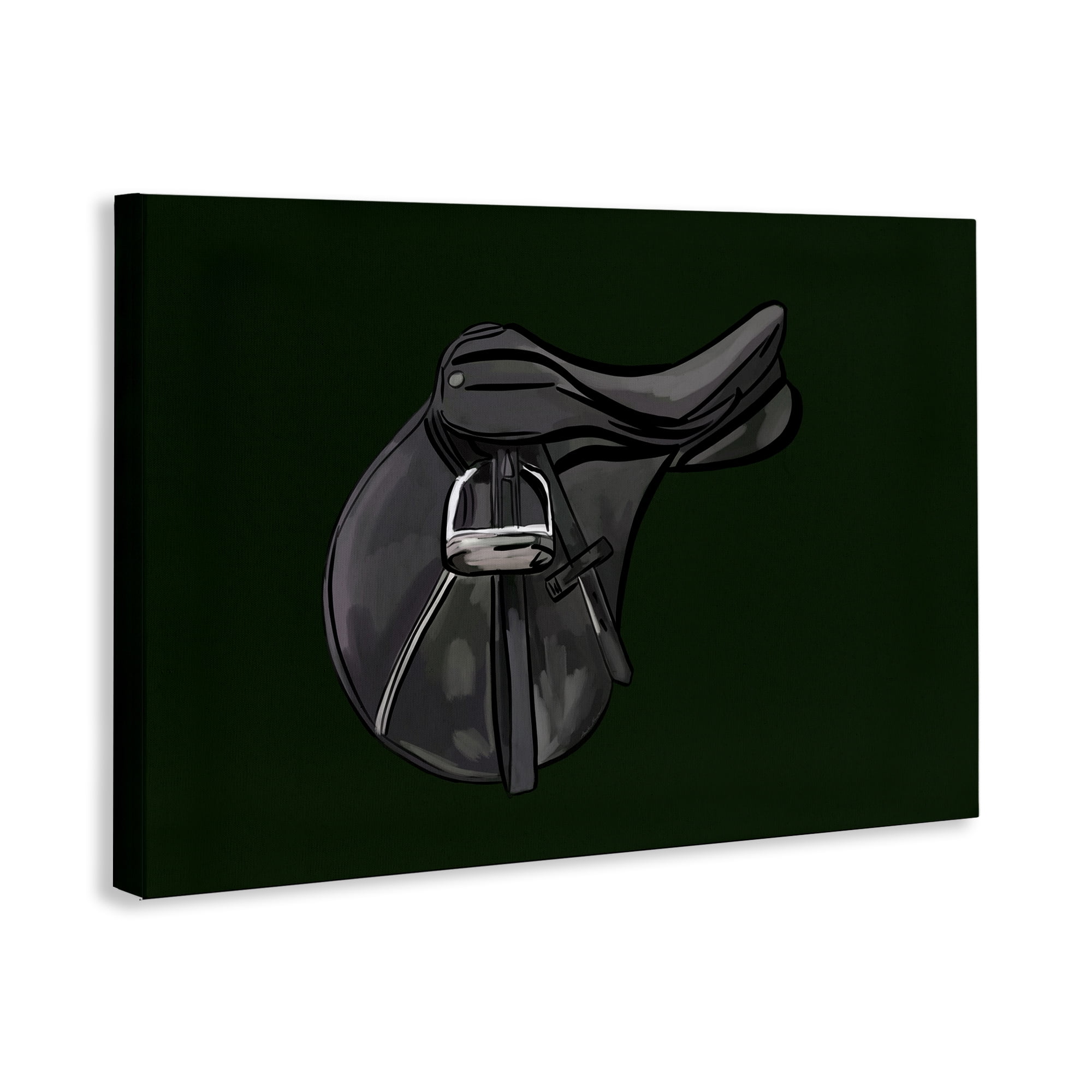 Stupell Industries Black Horse Saddle Abstract Painting Gallery Wrapped Canvas Art Print Wall Art, 24 x 16