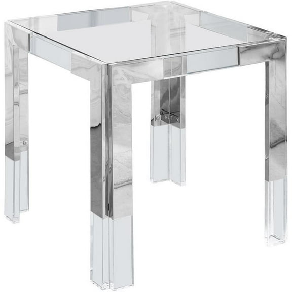Trent Home Squared Contemporary Stainless Steel End Table in Chrome