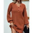 thumbnail image 3 of Sweater for Women Lantern Sleeve Sweater Dress Solid Color Casual Pullover Knitted Sweaters Alsol Lamesa, 3 of 6