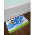 thumbnail image 2 of Colorful Bath Mat, Hot Air Balloons Over Green Fields and Cloudy Sky on Background Image, Plush Bathroom Decor Mat with Non Slip Backing, 29.5" X 17.5", Azure Blue Multicolor, by Ambesonne, 2 of 2