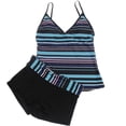 thumbnail image 4 of TSADFHJI Womens Swimsuits Tankini with Underwire Women Fashionable Colorful Patchwork Striped Printed Two Piece Swimsuit Set Xl Blue, 4 of 5