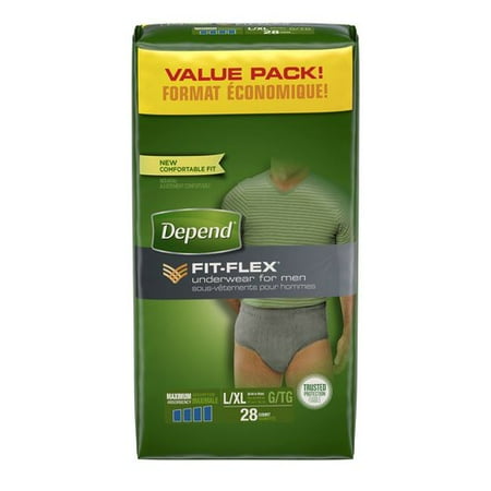 Depend FIT-FLEX Maximum Absorbency Underwear for Men, L/XL, 28 count