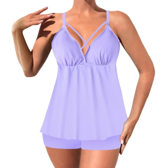 Afdoent Tankini Swimsuits For Women Two Piece Strappy Bathing Suit Tops With Shorts Plus Size Beach Swimwear Beachwear