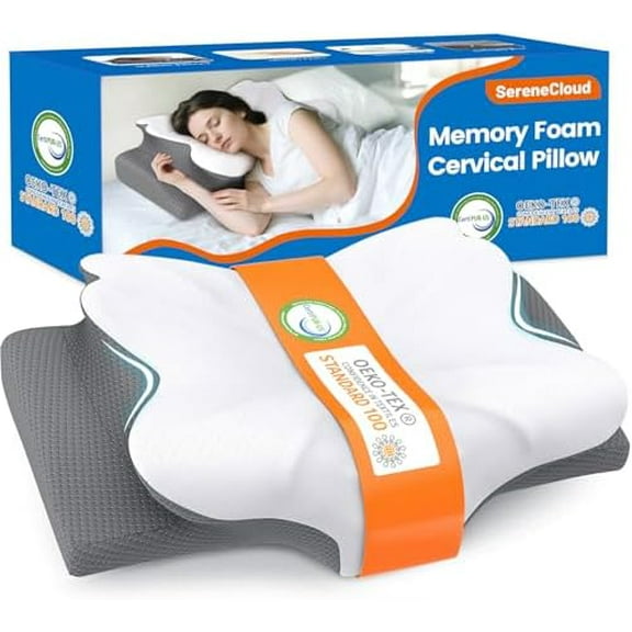Cervical Pillow for Neck and Shoulder Support, Contour Memory Foam Pillow for Sleeping, Ergonomic Bed Pillow for Side, Back, Stomach Sleepers with Breathable Pillowcase (Standard, Medium)