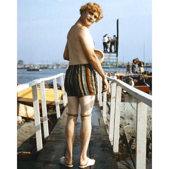 Jack Lemmon funny bare chested as Daphne on set Some Like it Hot 11x17 poster