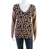 Pre-owned|Catherine Malandrino Womens Wool Cheetah Print Sweater Brown Purple Size Small
