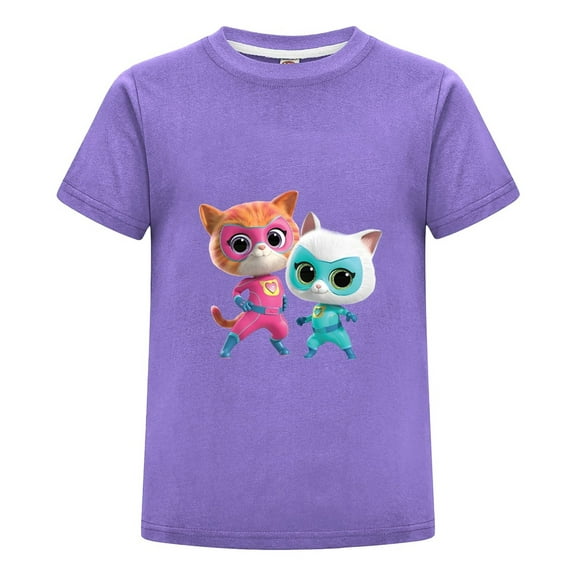 SuperKitties Tee for Toddlers and Kids – Boys Girls Cartoon T-Shirt – Soft Summer Play Top – Fun Cat Hero Print – Casual Outfit for Ages 2 to 12