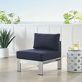 thumbnail image 2 of Sofa Middle Chair, Sunbrella, Fabric, Aluminum, Metal, Steel, Silver Blue Navy, Modern Contemporary Urban Design, Outdoor Patio Balcony Cafe Bistro Garden Furniture Hotel Hospitality, 2 of 8