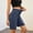 Dark Blue, variant on Womens Jean Shorts High Waisted Stretchy Elastic Waist Tummy Control Pull On Denim Slim Fit Bermuda Shorts Black