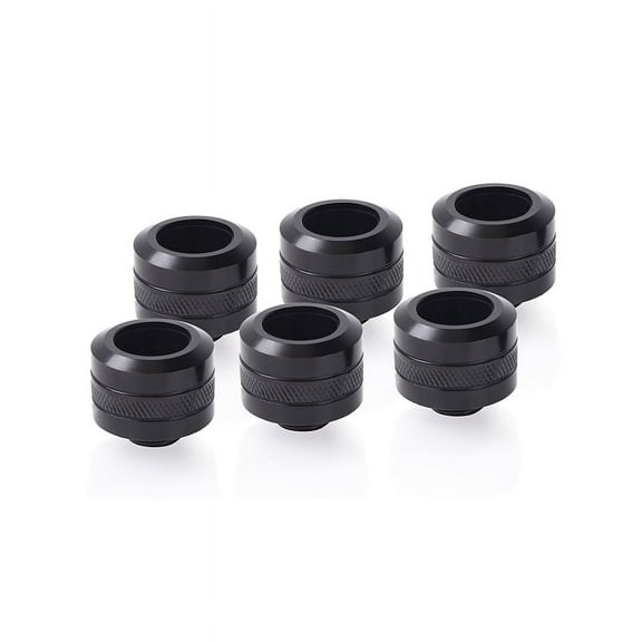 Alphacool Eiszapfen PRO HardTube G1/4" Fitting, 16mm OD, Deep Black, 6-pack