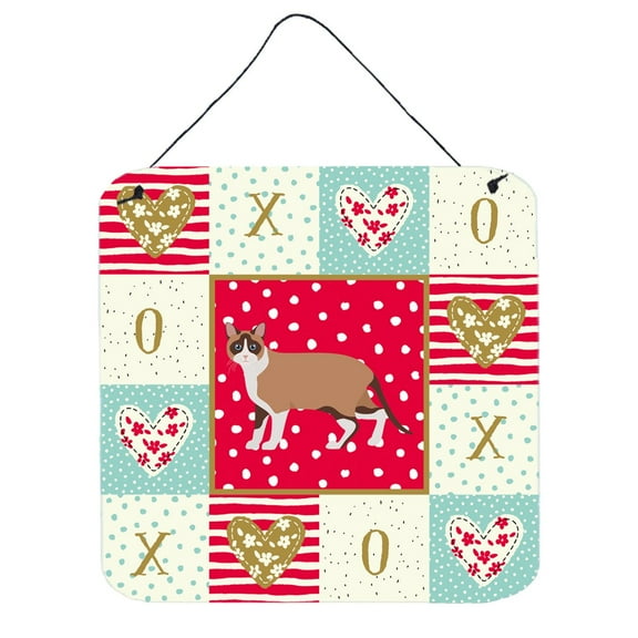 Snowshoe Cat Love Wall or Door Hanging Prints Red