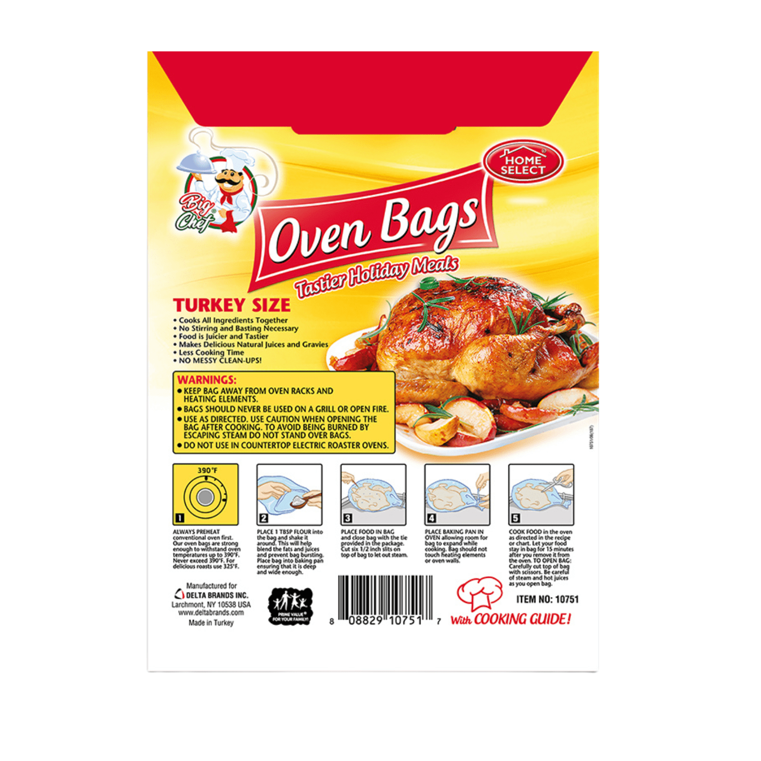 Home Select Big Check Oven Bags Turkey Size 2 Bags