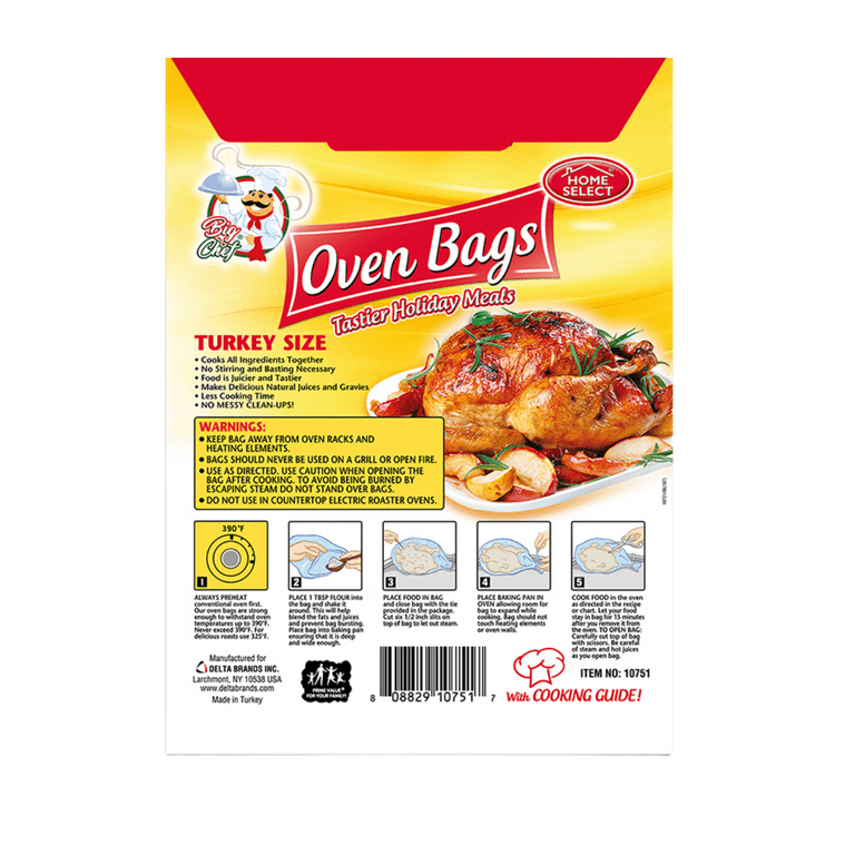 Home Select Oven Bags Large Size (16 Inch x 17.5 Inch) 4 Bags; for Meats,  Fish & Vegetables up to 8 lbs