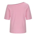 thumbnail image 5 of Karight Womens Oversized Tshirts Boat Neck Off Shoulder Short Sleeve Tops Loose Fit 2025 Summer Fashion Casual Basic Tees, 5 of 7