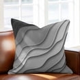 thumbnail image 2 of Modern Abstract Throw Pillow Cover Geometric Black Grey Gradient Cotton Linen Cushion Cover Throw Pillow Case with Invisible Zipper for Couch Sofa Bed Chair Car 16x16 Inch, 2 of 14