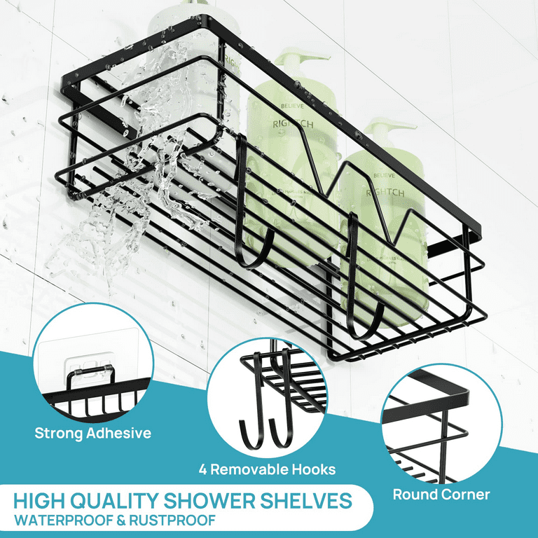 5 Pack Wall Mounted Adhesive Bathroom Organizer Shower Caddy with