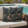 thumbnail image 4 of Pack of 2 Black Flowers Outdoor Pillow Covers Decorative, Waterproof Pillow Protector, Spring Floral Elegant Pastoral Vintage Throw Pillowcases Accent Cushion Cases for Patio Couch Sofa 26"x26", 4 of 8