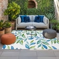 thumbnail image 2 of Blue Green Botanical Outdoor Rug for Patio/Deck/Porch, Non-Slip Large Area Rug 4 x 6 Ft, Watercolor Summer Leaf Indoor Outdoor Rugs Washable Area Rugs, Reversible Camping Rug Carpet Runner, 2 of 8