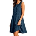 thumbnail image 6 of VBVC Women's Embroidered Crew Neck Dress , Summer Sleeveless Tunic Dress For Women , Ladies' Lightweight Breathable Dress with Pockets,Navy,S-2XL, 6 of 7