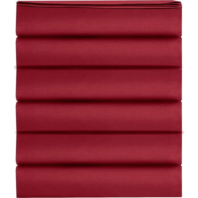 Mocassi 1500 Thread Count Pack of 6 Flat Sheet,Full, Burgundy