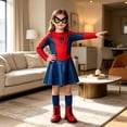 thumbnail image 4 of Spider Long Sleeve Dress with Mask Cosplay Costume, Long Sleeve Dress Halloween Outfit for Anime Birthday Party Events, 4 of 5
