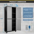 thumbnail image 2 of Fesbos 73" H Tall Metal Storage Cabinets with Wheels, Black Gray Rolling Heavy Duty Tool Cabinet with Adjustable Shelves&Lockable Doors, Garage Cabinets for Home,Kitchen, Office, 2 of 9