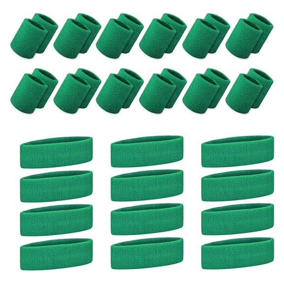 36 PCS Sweatbands Set, Cotton Sports Sweat Band (12 Headbands & 24 Wristbands)