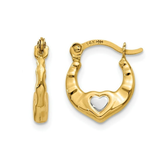 Gem & Harmony 14K Yellow Gold Heart Hoop Earrings for Women