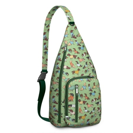 Dog Print Travel Sling - Paw Design Shoulder Bag  Multi-Pocket Pack for Photography & Adventures