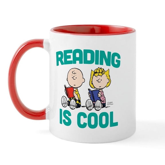 CafePress - Charlie & Sally Brown Reading Is Cool Mug - 11 oz Ceramic Mug - Novelty Coffee Tea Cup