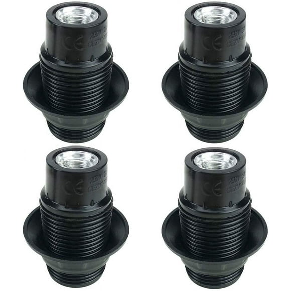 Black E14 Screw, E14 Bulb Holder, 4 Pieces E14 Socket, E14 Socket Bulb, Solid Bulb Socket, Black Socket Adapter, Lamp Sockets Decoration Cafe Kitchen Cafeteria