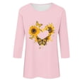 thumbnail image 4 of Tnhcen Chemises à Manches 3/4 pour Femmes avec Imprimé Floral d'Automne et Col Rond - Basiques Décontractés Grande Taille P-3TG, 4 of 4