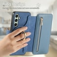 thumbnail image 2 of 2 in 1 Wallet Case for Samsung Galaxy S23 Plus, Detachable Magnetic Back Cover with Cards Slots Zipper Pocket Ring Holder RFID Blocking Shockproof Phone Case for Samsung Galaxy S23 Plus, Blue, 2 of 10